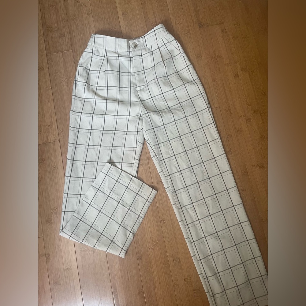 Grid Check Tan Trousers